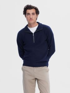 selected-neule-axel-ls-knit-half-zip-tummansininen-1