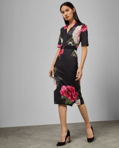 ted-baker-naisten-mekko-gilanno-2nd-hand-musta-kuosi-1