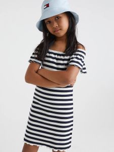 tommy-hilfiger-childrenswear-lasten-mekko-offshoulder-steipe-dress-raidallinen-sininen-1