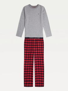 tommy-hilfiger-childrenswear-lasten-pyjamasetti-ls-woven-pant-set-punainen-ruutu-1