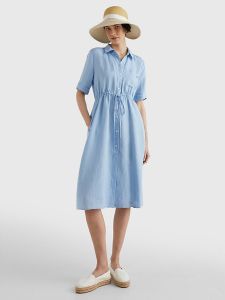 tommy-hilfiger-mekko-linen-midi-dress-vaaleansininen-1