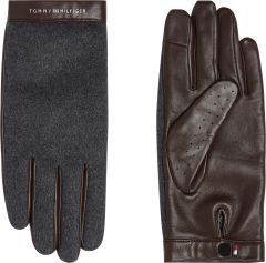 tommy-hilfiger-miesten-hanskat-gp-leather-textile-mix-gloves-keskiruskea-1
