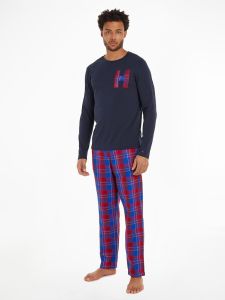 tommy-hilfiger-miesten-pyjamasetti-ls-pant-slippers-set-flannel-punainen-ruutu-1