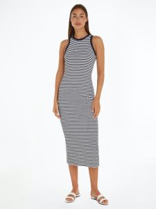 tommy-hilfiger-naisten-maksimekko-slim-5x2-str-rib-midi-dress-raidallinen-sininen-1