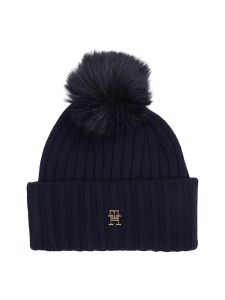 tommy-hilfiger-naisten-pipo-essential-chic-pompom-beanie-tummansininen-2