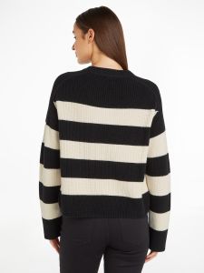 tommy-hilfiger-naisten-raidallinen-neulepaita-co-cardi-stitch-c-nk-swt-mustavalkoinen-2