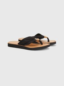 tommy-hilfiger-naisten-sandaalit-th-leather-footbed-beach-sandal-musta-1