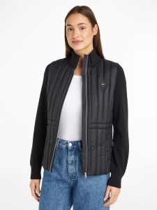 tommy-hilfiger-naisten-takki-lw-padded-knit-mix-jacket-musta-1