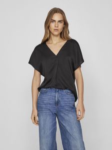 vila-naisten-satiinitoppi-viellette-v-neck-s-s-satin-top-musta-1