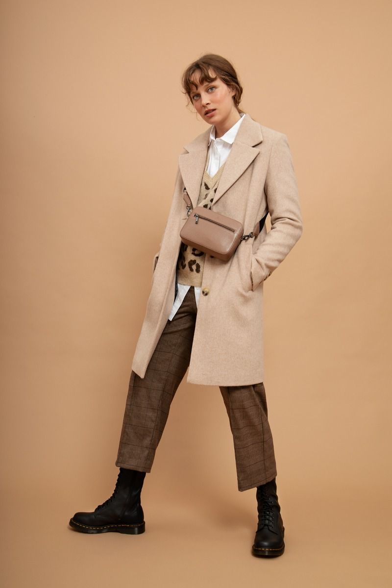 Selected Femme Naisten Villakangastakki New Sasja Wool Coat Beige