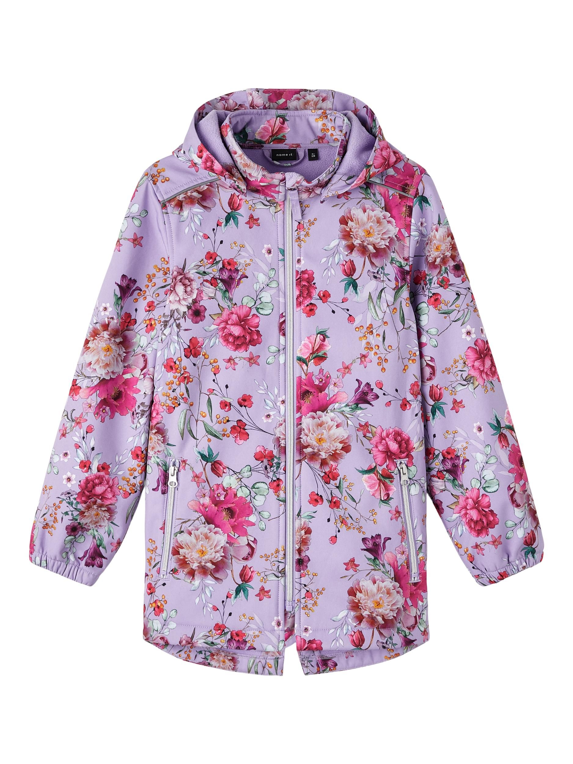 JACKET softshelltakki, NKALFA Liila It Kekäle Name LONG FLORAL -