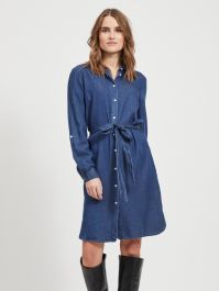 Vila Naisten Farkkumekko Vibista Denim Belt Dress Indigo Kek le
